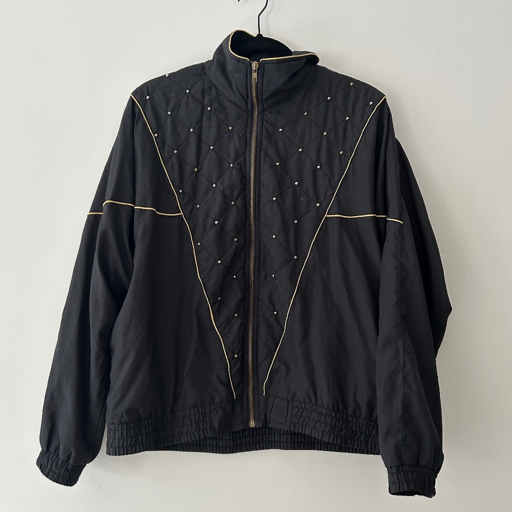Blair Boutiques Vintage Black and Gold Zip Up Jacket